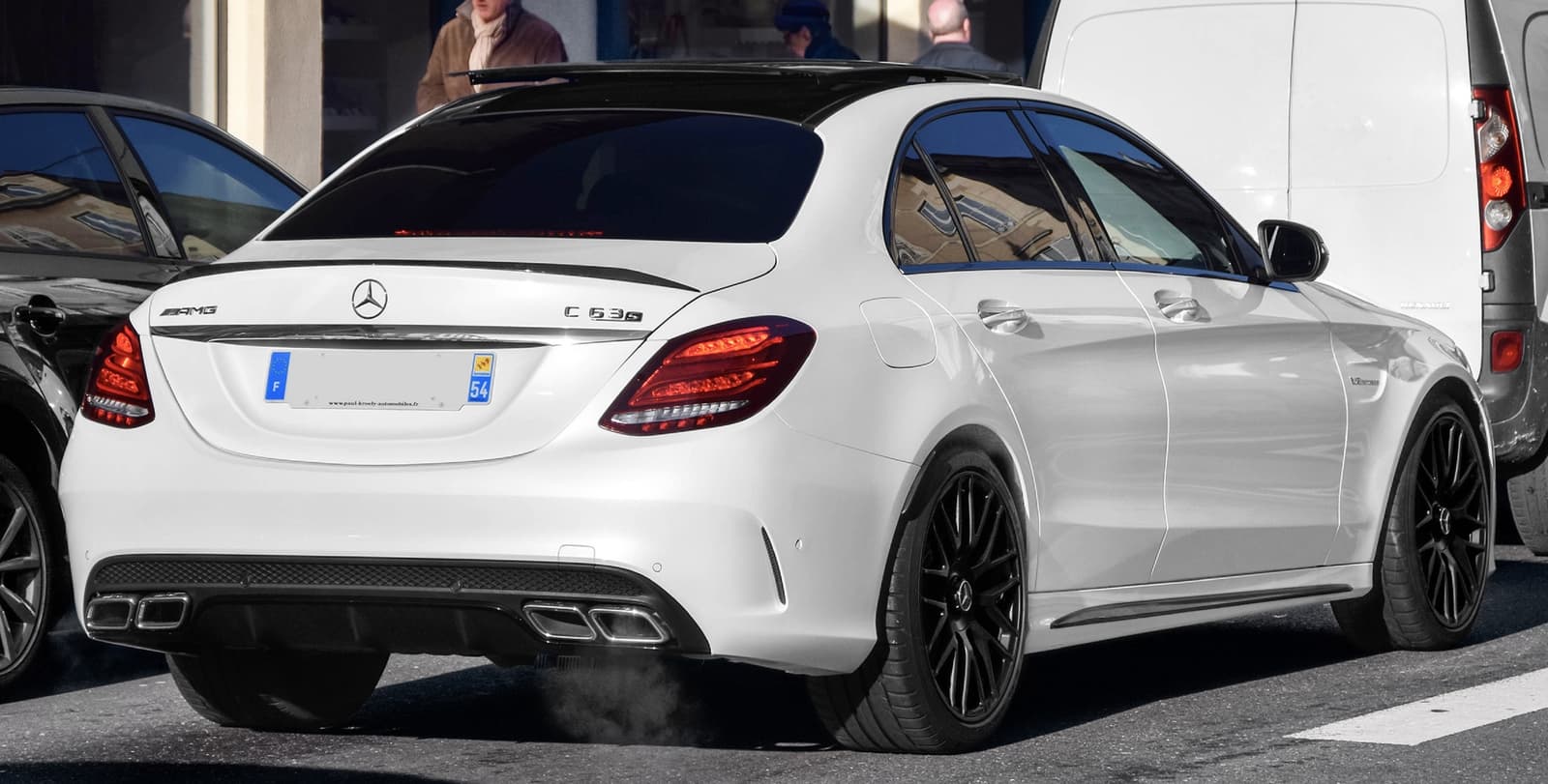 Дифузор (заднього бампера) Chrome Black / Chrome Pipe (стиль AMG C63) Sedan на Mercedes-Benz C-Class W205 2014-2018 року 4