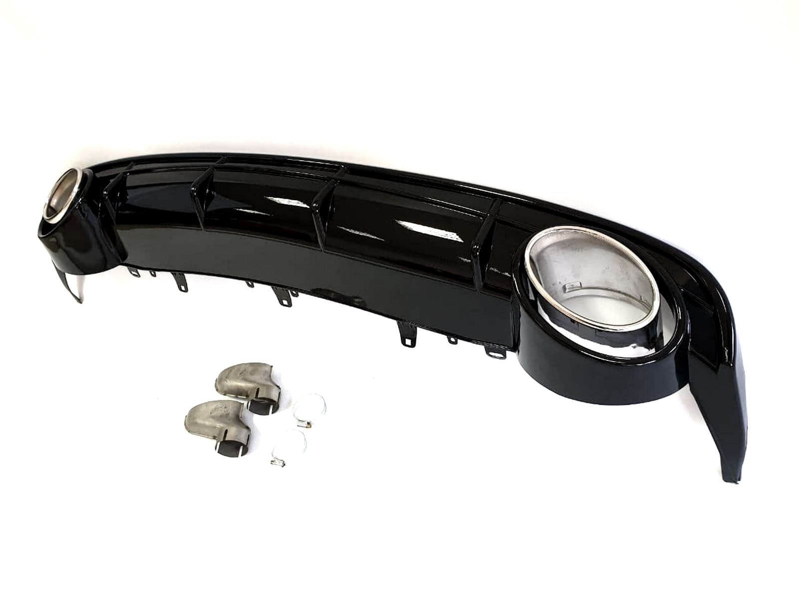 Дифузор (заднього бампера) Full Black / Chrome Pipe (в стилі RS6) на Audi A6 C7 2014-2018 року 3