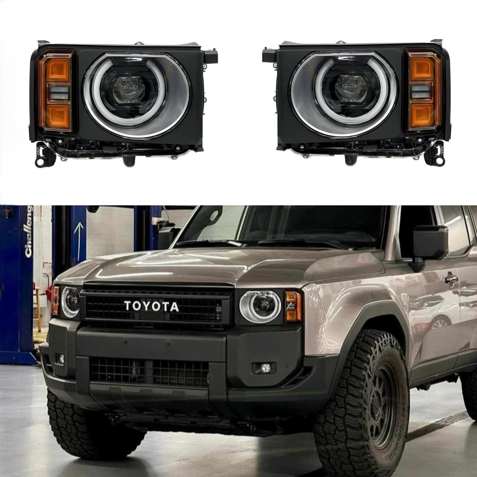 Фари ROUND LED Toyota Land Cruiser Prado 250 2024, комплектні з блоками 2 шт. для заміни простих фар на круглі