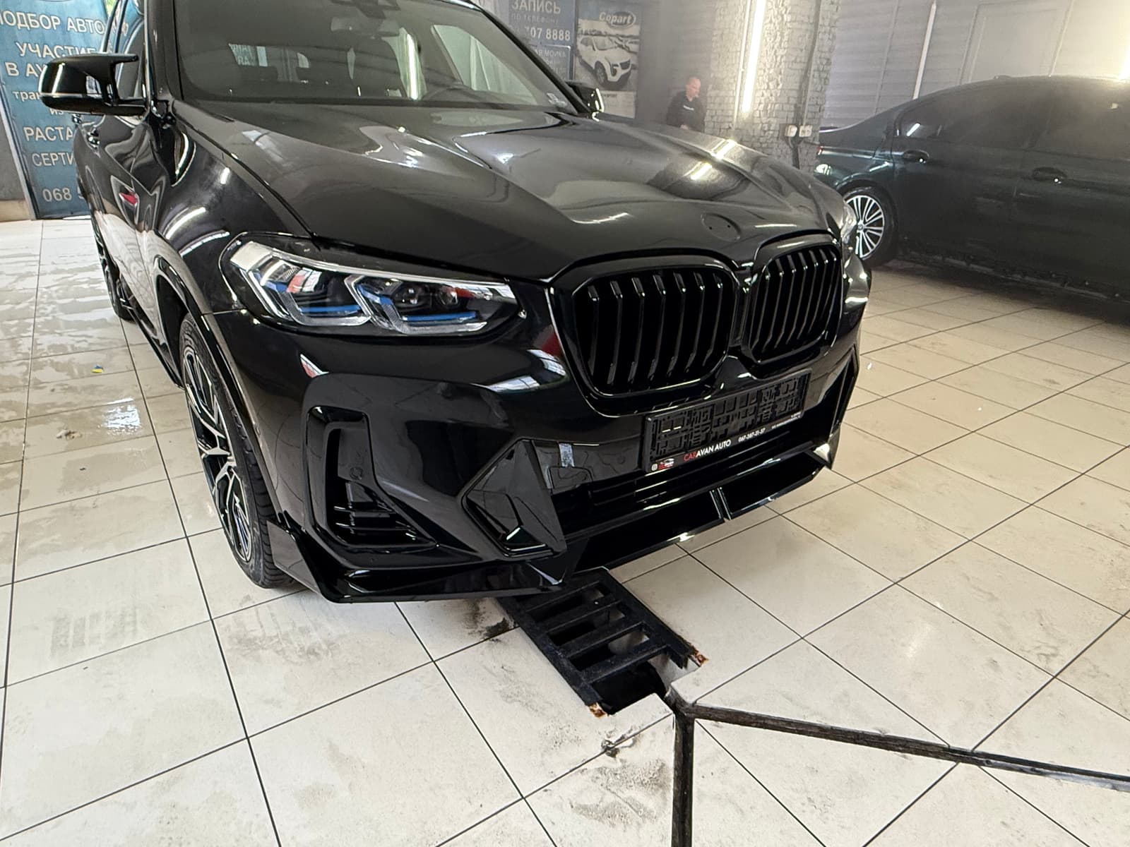 Юбка переднього бампера M-Performance LCI для BMW X3 G01 / X4 G02 2022-2024 ABS пластик, чорний глянець 6