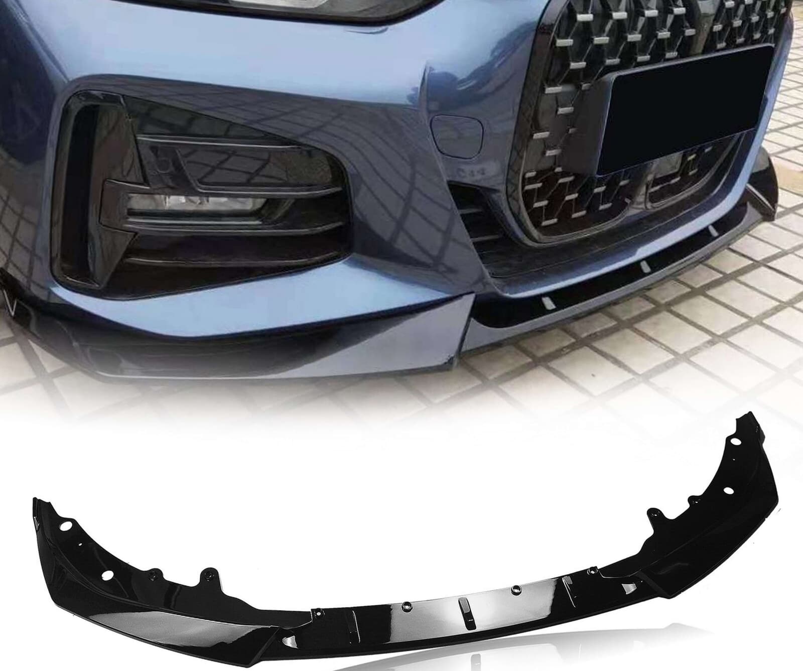 Губа (переднього бампера) Чорний глянець на BMW 4 Series G22 / G23 2020-2024 року