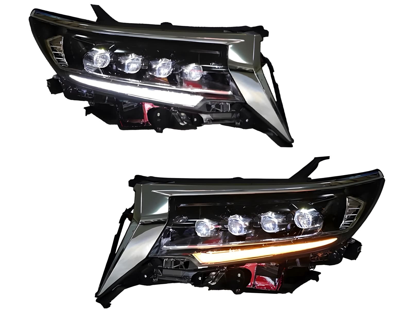 Led фари 4 лінзи стиль BUGATTI для Toyota Land Cruiser Prado 150 рестайлінг 2018-2023