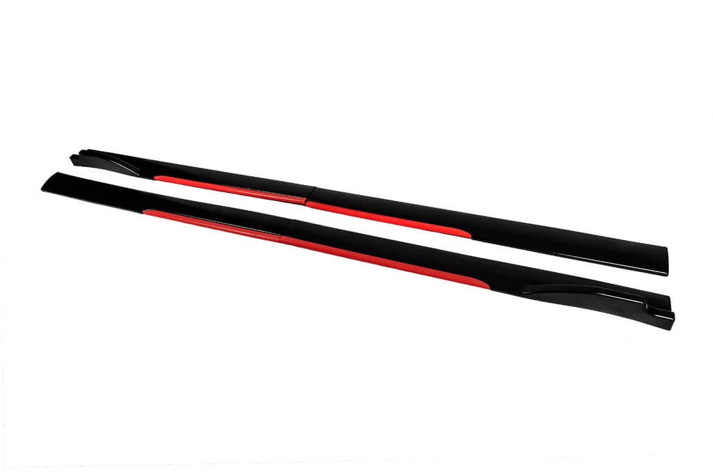 Універсальні накладки на бокові пороги Niken Red (ABS) (4шт) 2