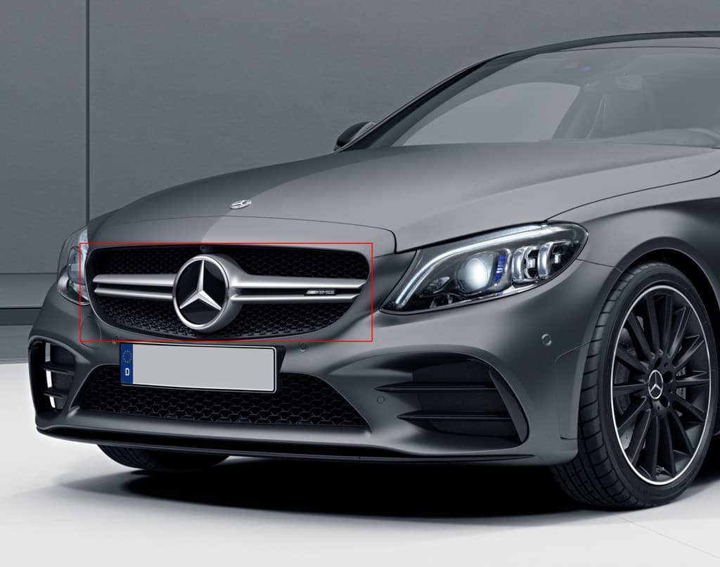 Передня решітка AMG Silver (для Avantgarde/AMG-Line/C43 AMG) 2014-2018, з камерою 3