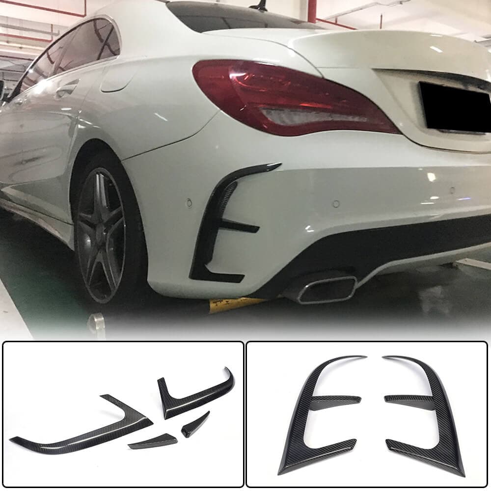 Накладки на задній бампер (для AMG-Line / CLA45 AMG SD 2013-2016, Карбон)