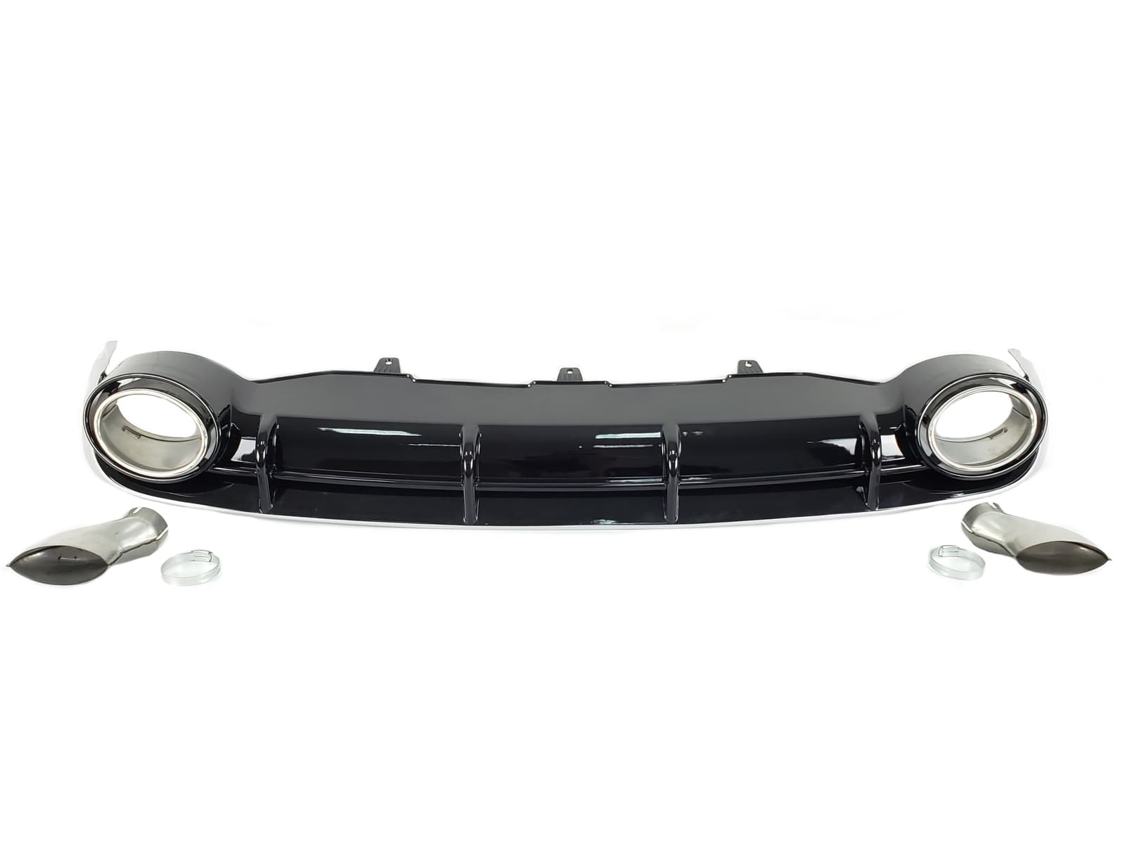 Дифузор (заднього бампера) Black Silver / Chrome Pipe (в стилі RS6) на Audi A6 C7 2011-2014 року