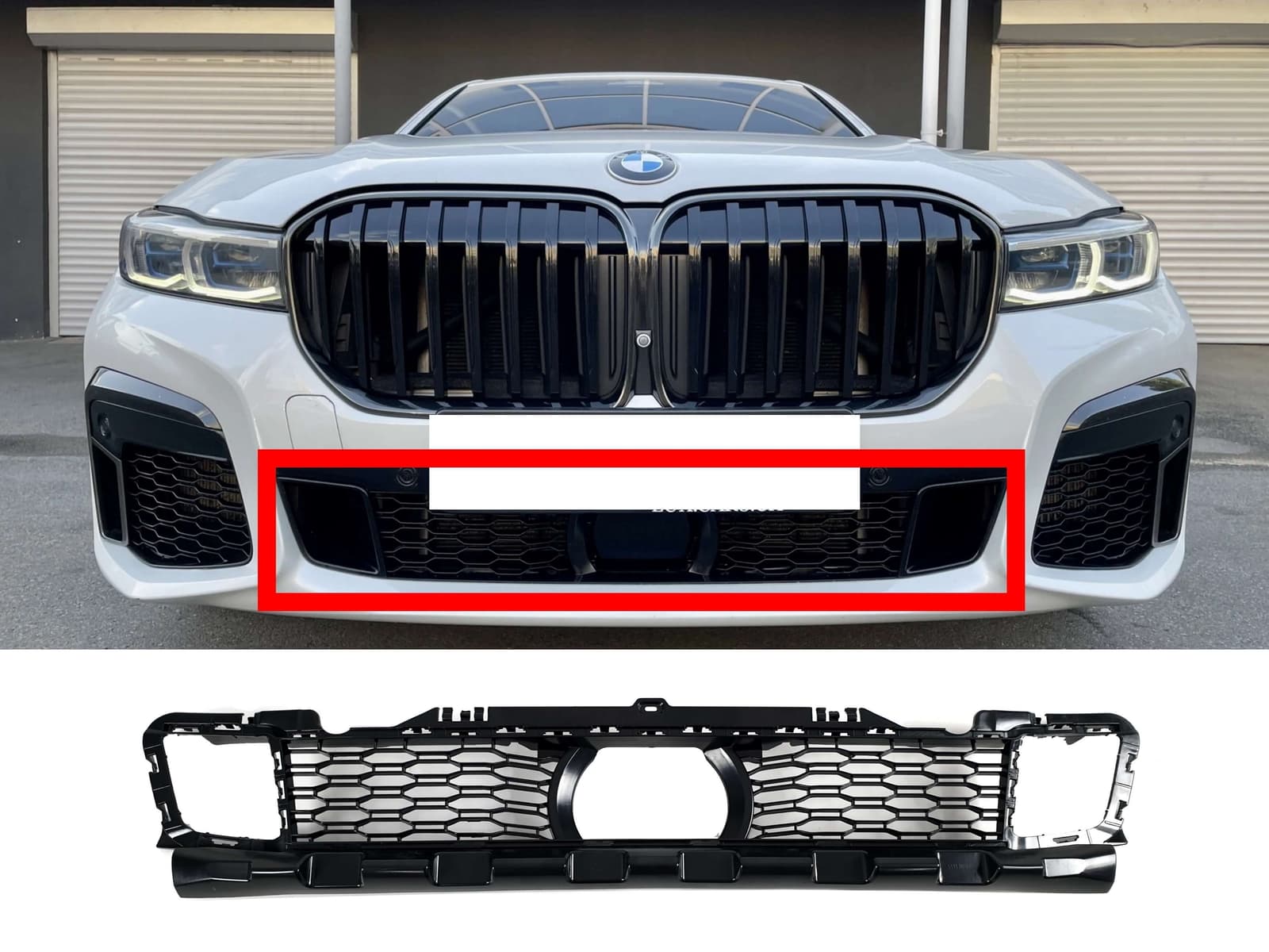 Решітки в бампер середня (під дистронік) на BMW 7 Series G11 / G12 2019-2023 року