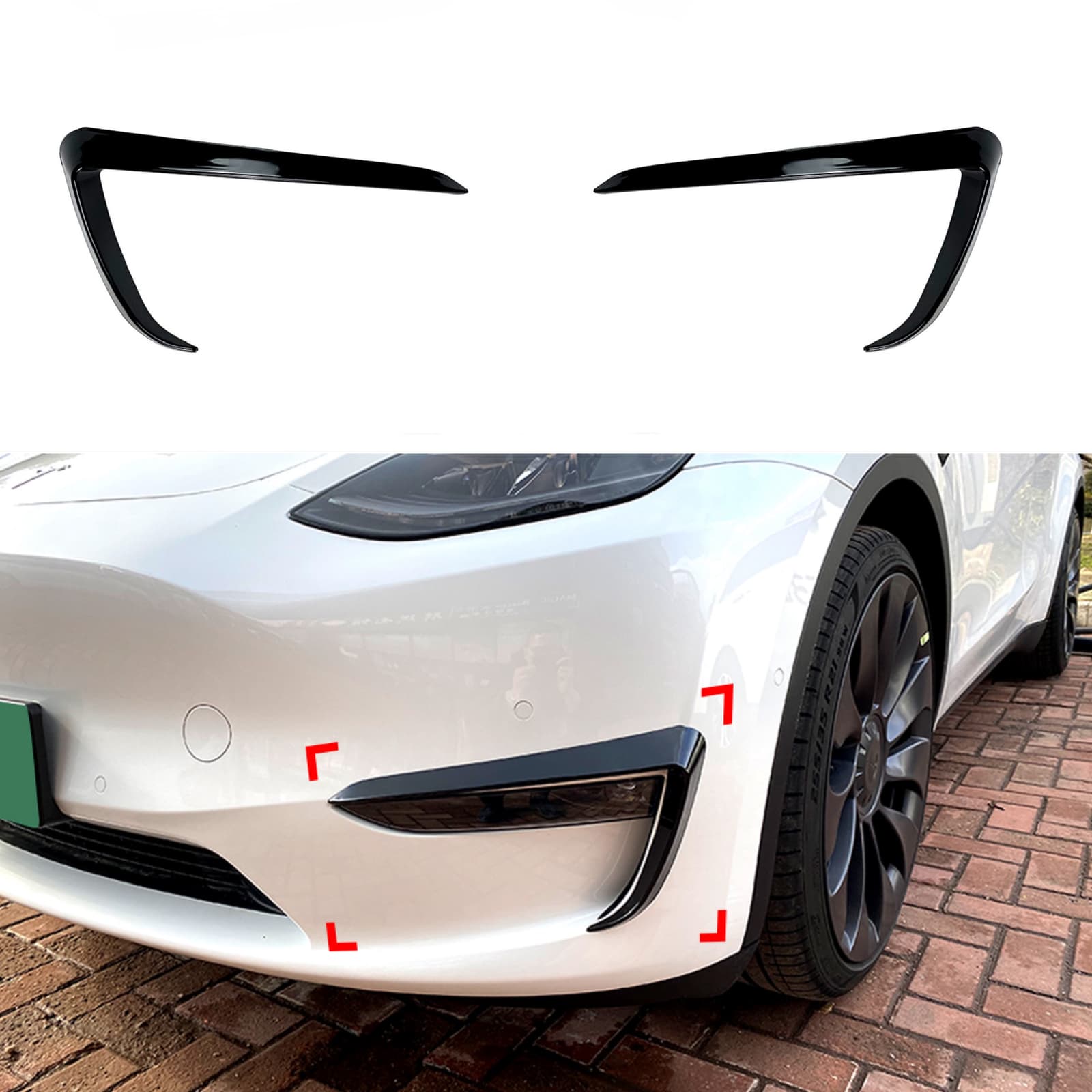 Накладки на протитуманні фари для Tesla Model Y 2020-2024 ABS пластик, колір чорний глянець