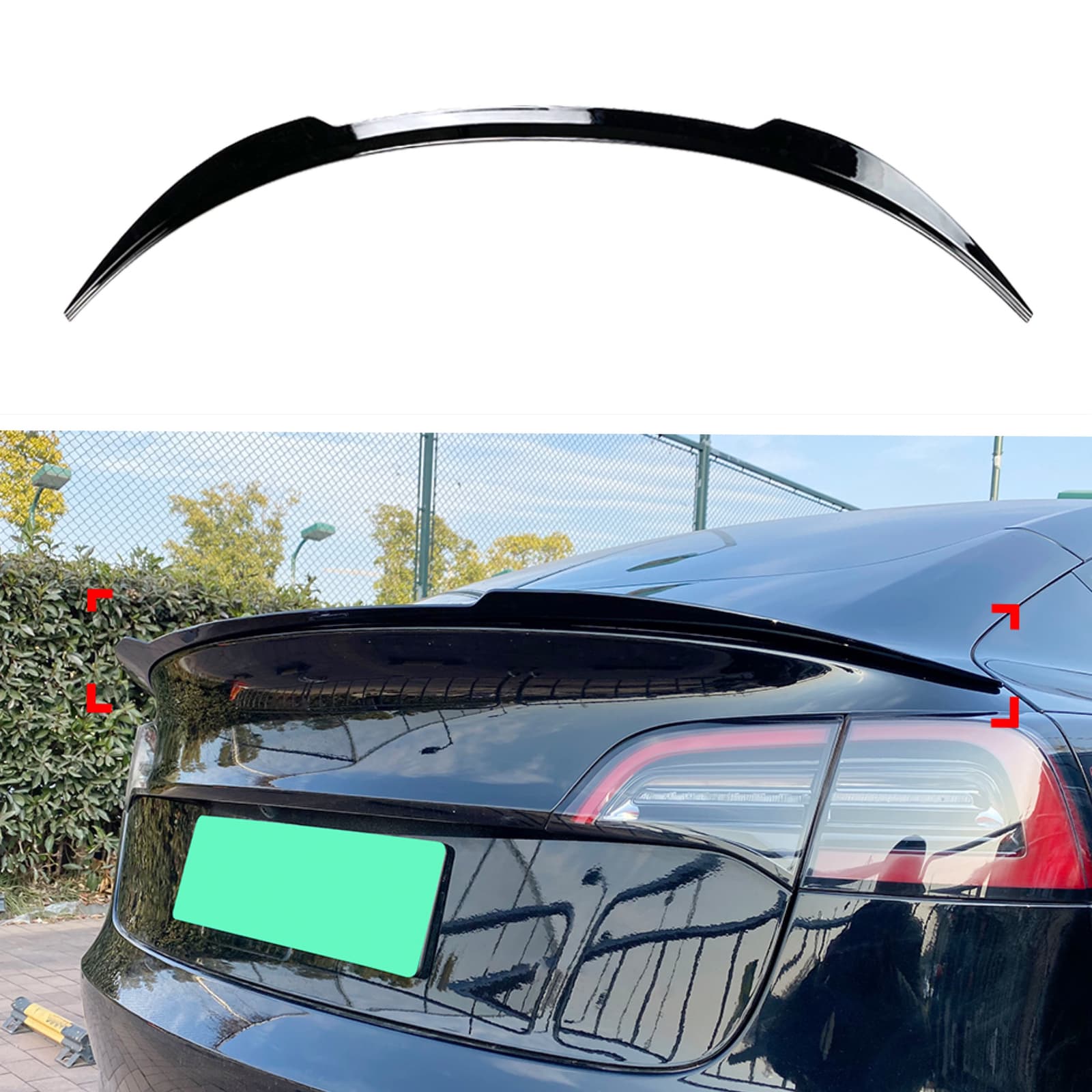 Спойлер ліп Maxton Design для Tesla Model 3 2017-2024 ABS пластик, колір чорний глянець