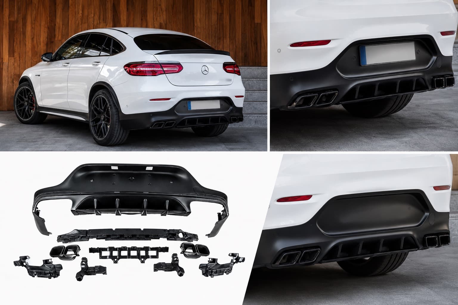 Задній дифузор з насадками Black (Дизайн AMG63)