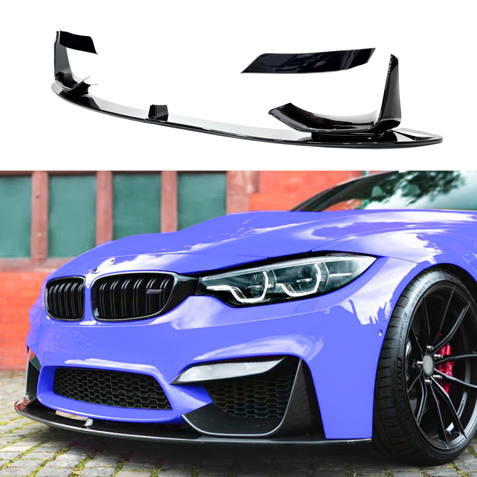 Спідниця переднього бампера BMW M4 F81 F82 F83 абс пластик, чорний глянець