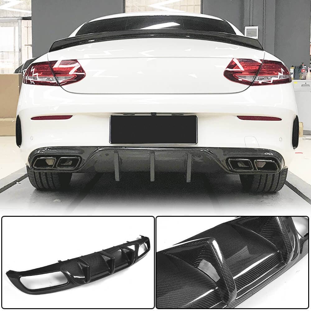 Дифузор заднього бампера V1 (для купе/кабріолет C63 AMG 2015-2019, Карбон)