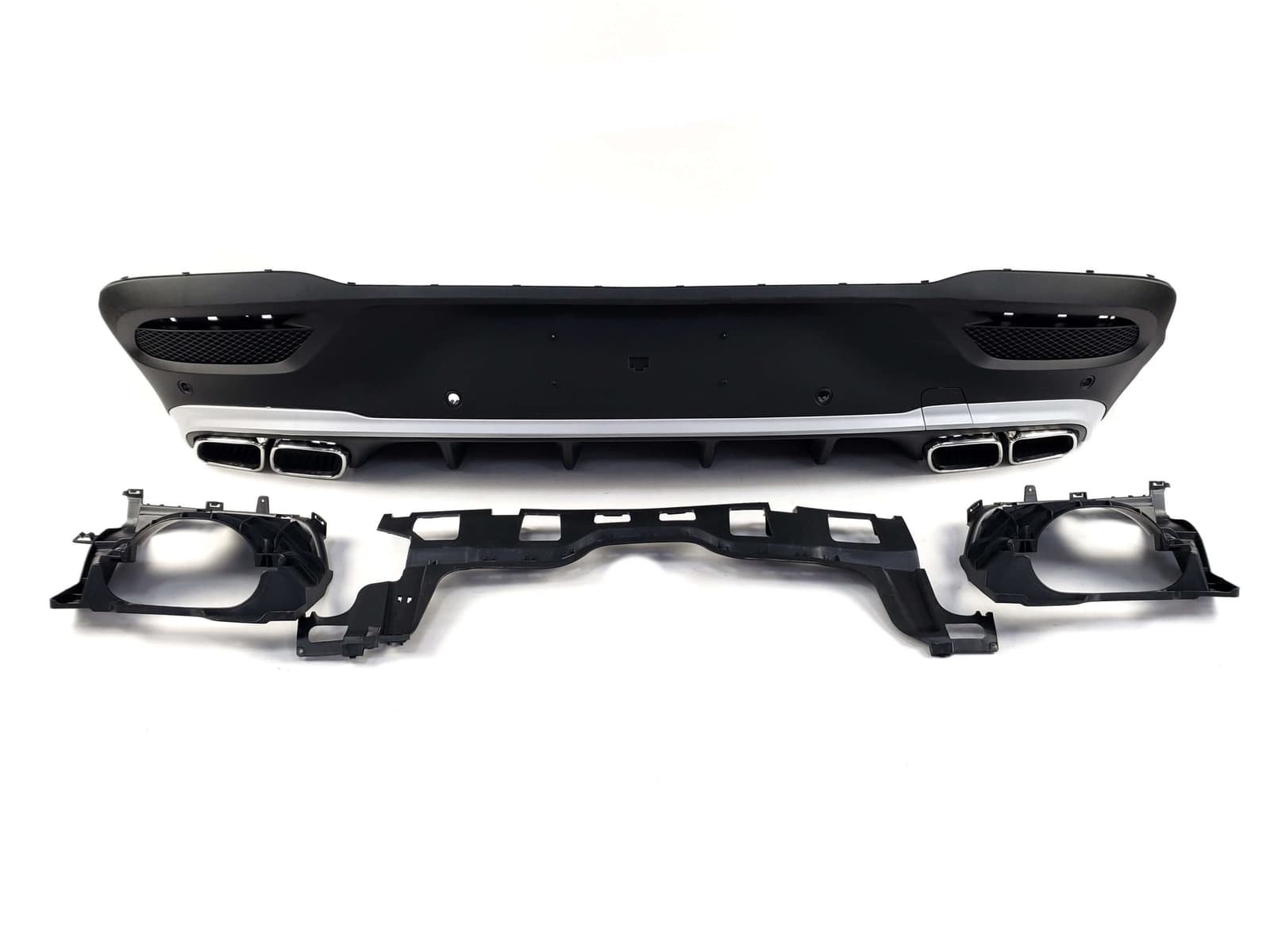 Дифузор (заднього бампера) Silver Black / Chrome Pipe (стиль GLE63 AMG) на Mercedes-Benz GLE-Class Coupe C167 2019-2023 року