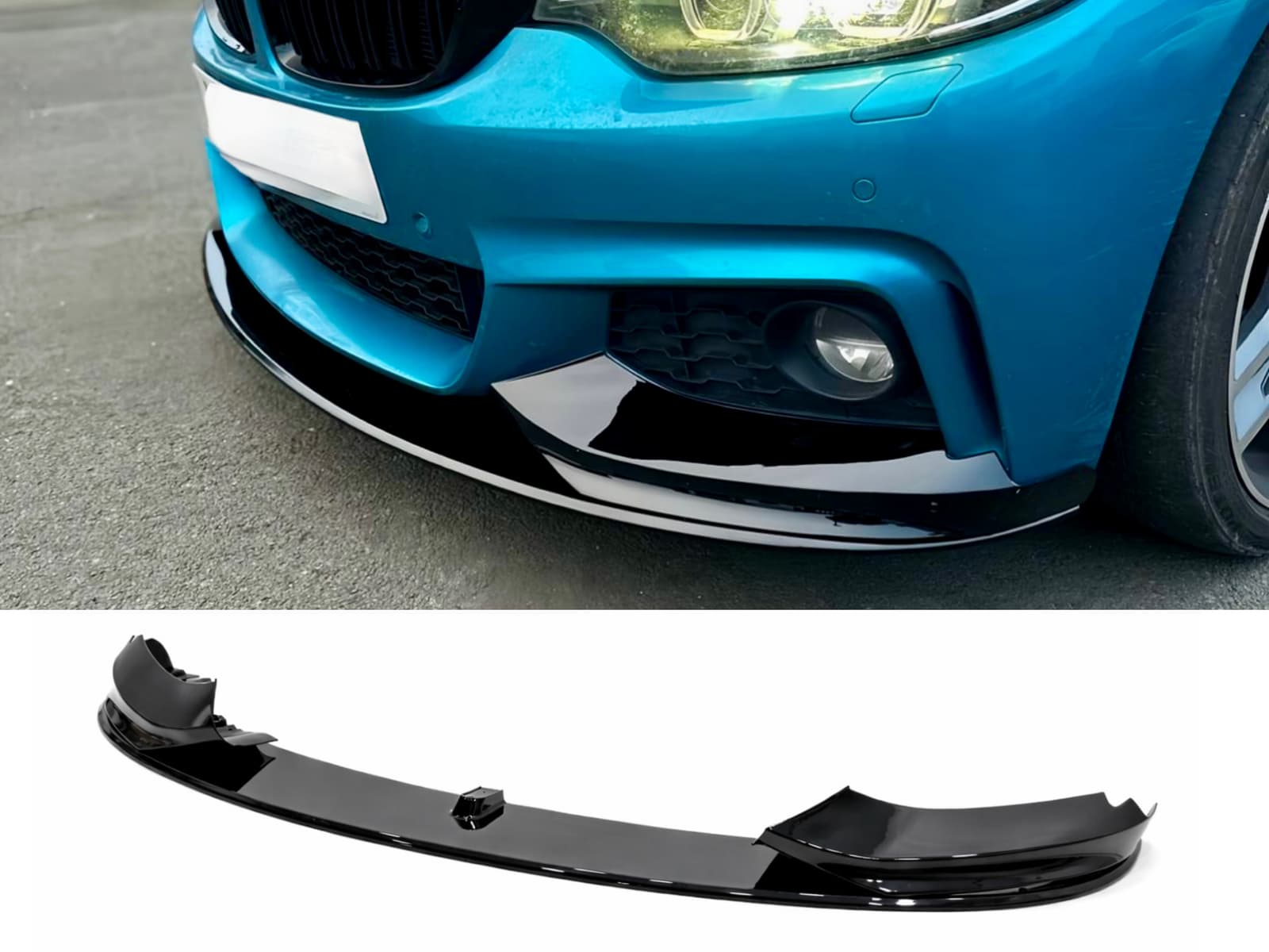 Спідниця переднього бампера M Paket для BMW 4 series F32 F33 F36 2013-2020 ABS пластик, чорний глянець