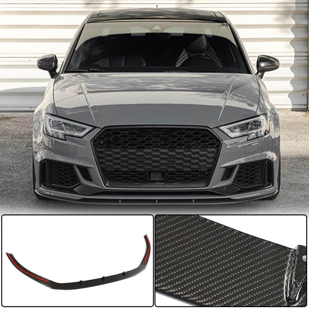 Накладки на передній бампер V5 (для RS3 Sedan 2017-2020, Карбон)