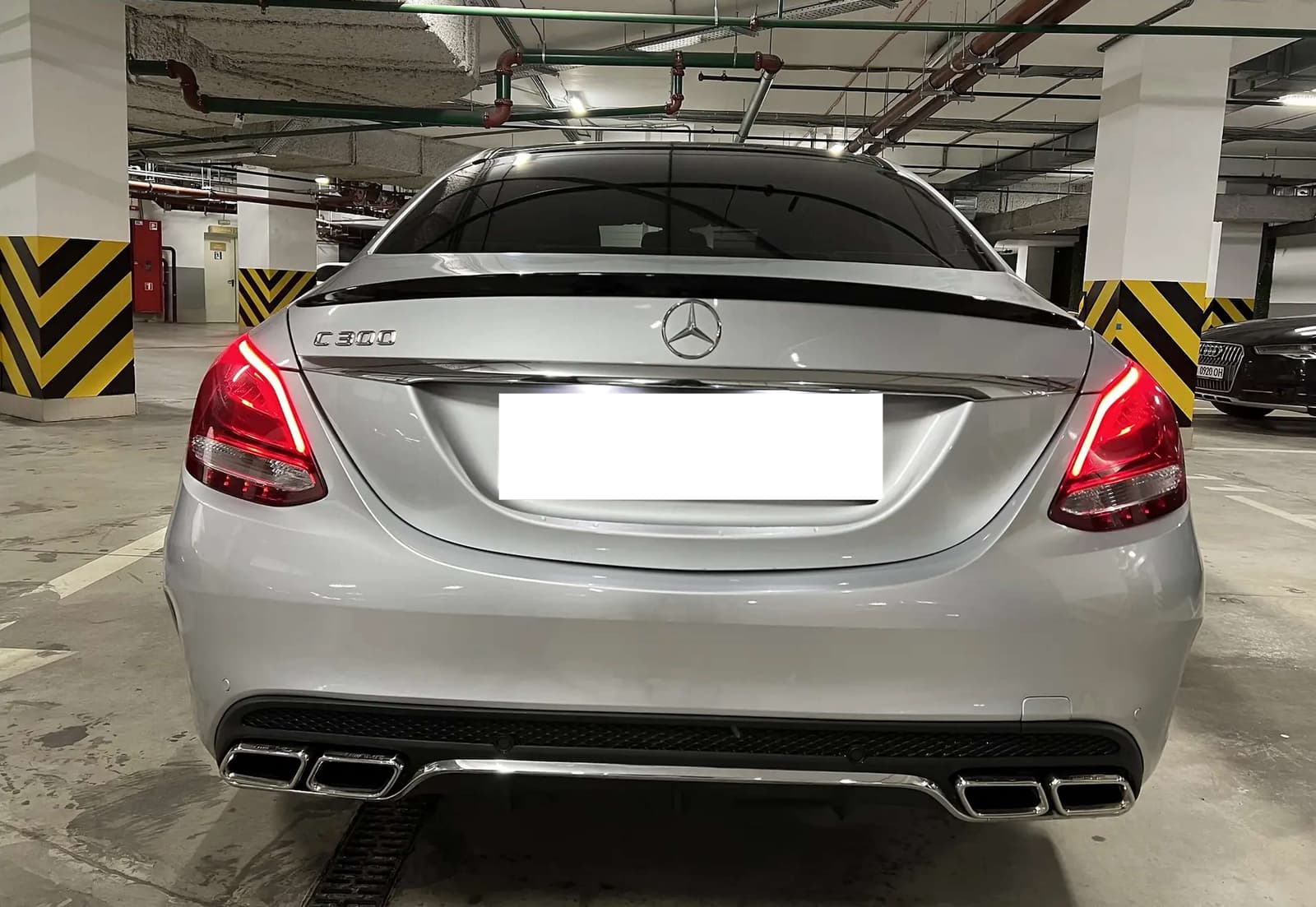 Дифузор (заднього бампера) Chrome Black / Chrome Pipe (стиль AMG C63) Sedan на Mercedes-Benz C-Class W205 2014-2018 року 5