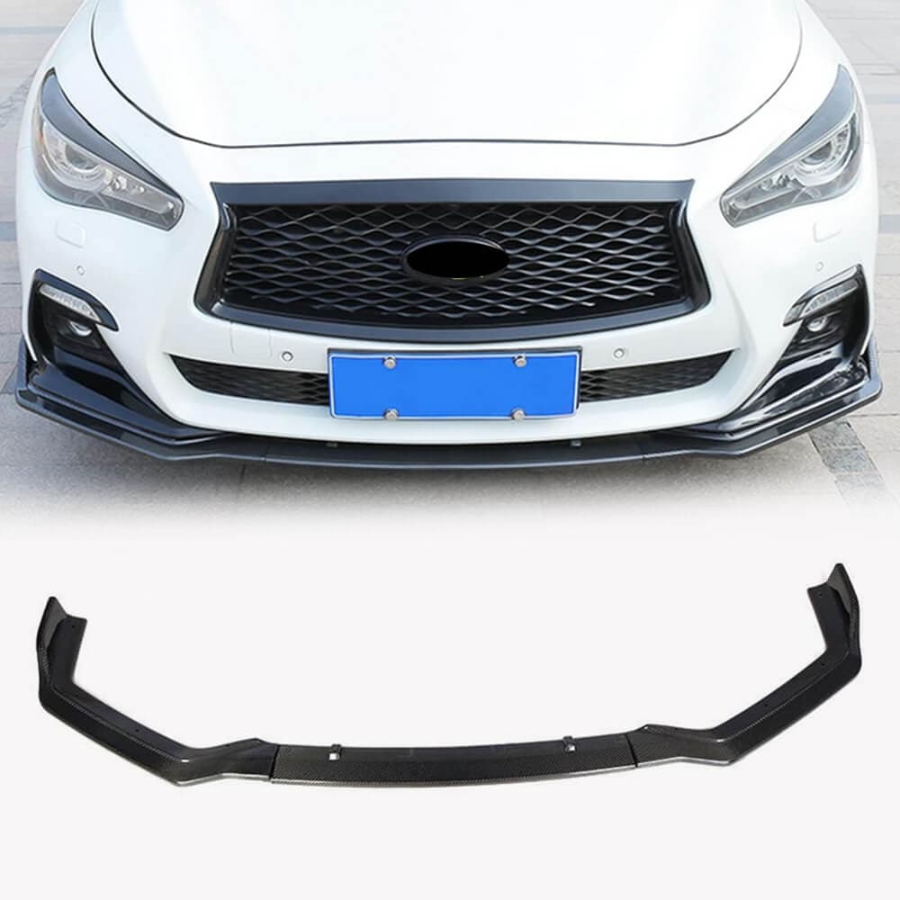 Накладка на передній бампер Lip V1 (для Q50 Sport 2018-2022, Карбон)