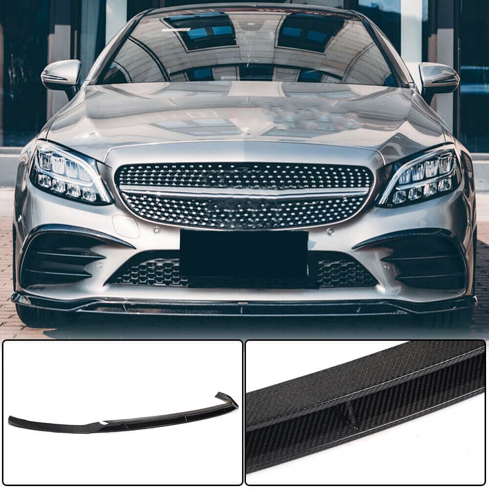Накладка на передній бампер Lip V1 (для C43 AMG 2019-2021, Карбон)