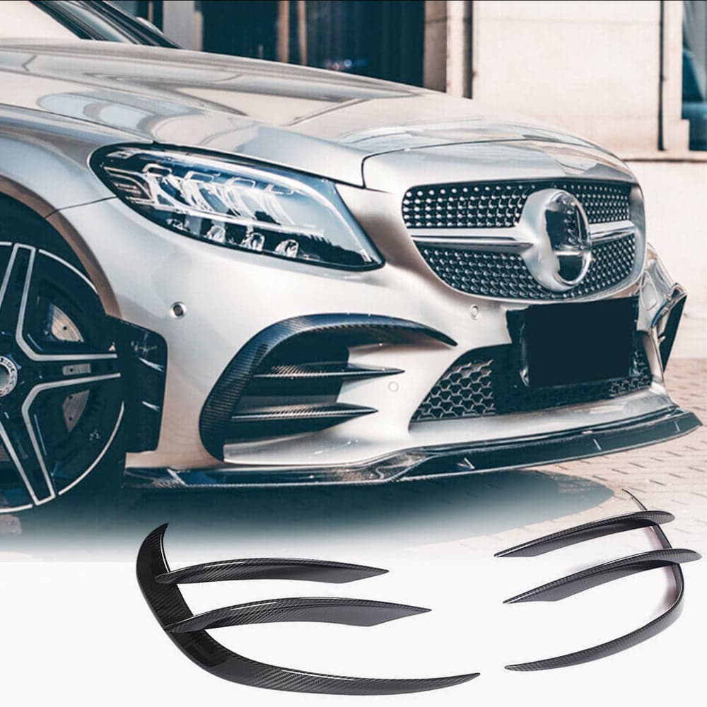 Накладки на передній бампер V1 (для C43 AMG 2019-2021, Карбон)