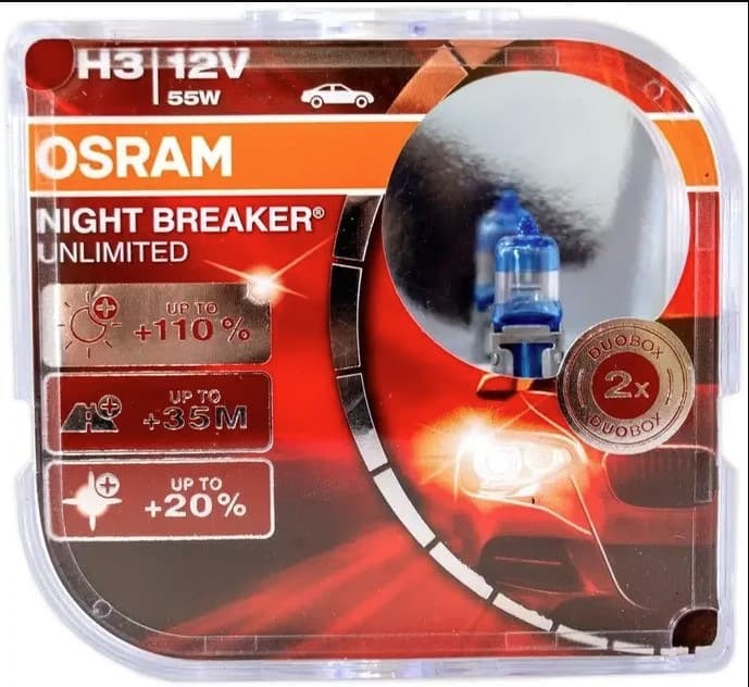 Лампа головного світла Osram H3 55W 64151nbu Night Breaker Unlimited +110% (2 шт)