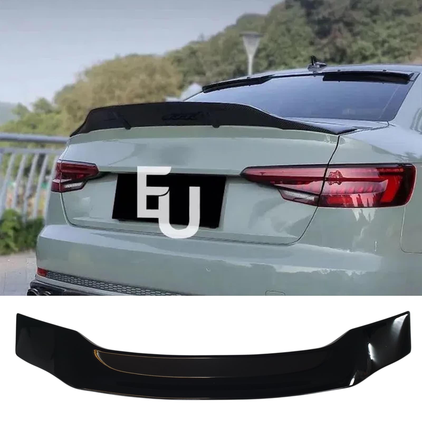 Спойлер Чорний глянець V4 на Audi A4 B9 2015-2019 року
