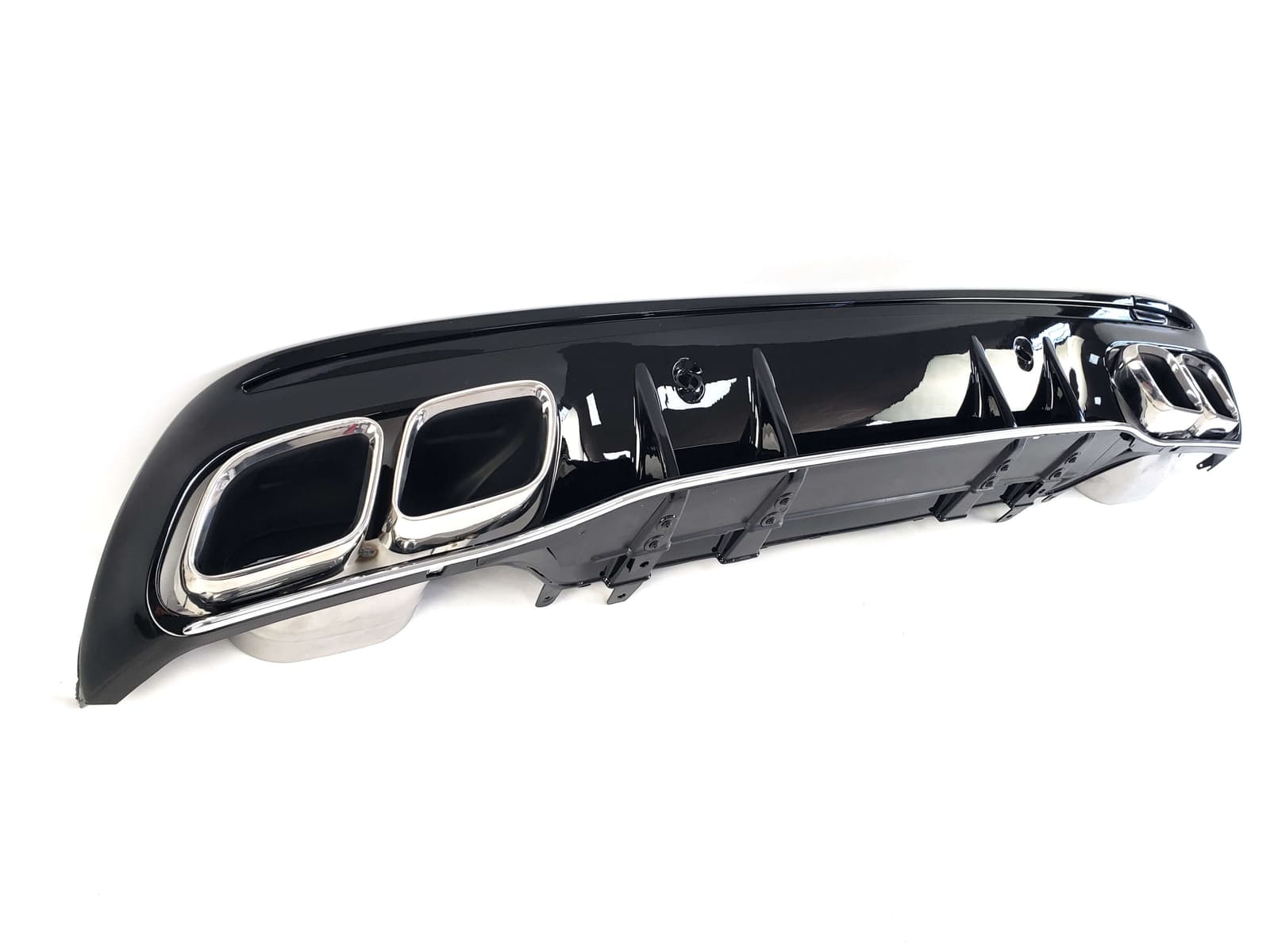 Дифузор (заднього бампера) Chrome Black / Chrome Pipe (стиль AMG C63 2018+) Sedan на Mercedes-Benz C-Class W205 2014-2018 року 2