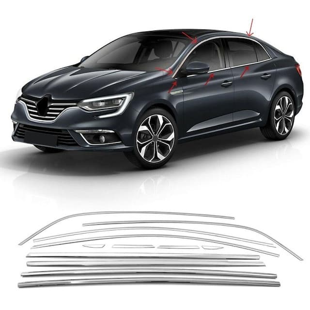 Повна окантовка вікон (Sedan, 12 шт., нерж.) Carmos - Турецька сталь