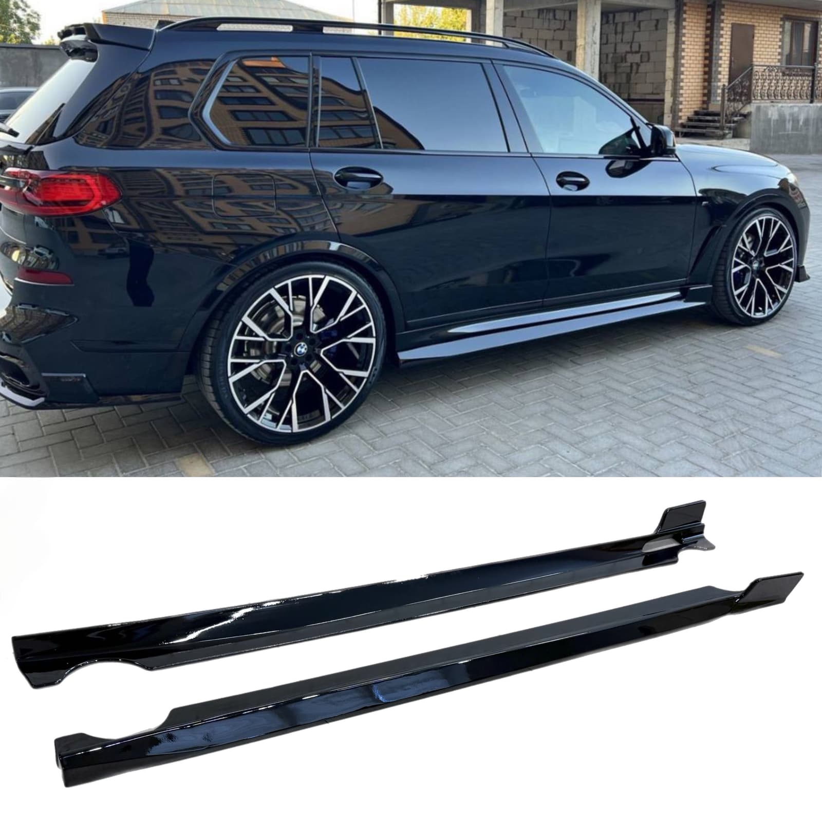 Леза під пороги M-Perfomance BMW X7 G07 2019- 2шт. чорний глянець