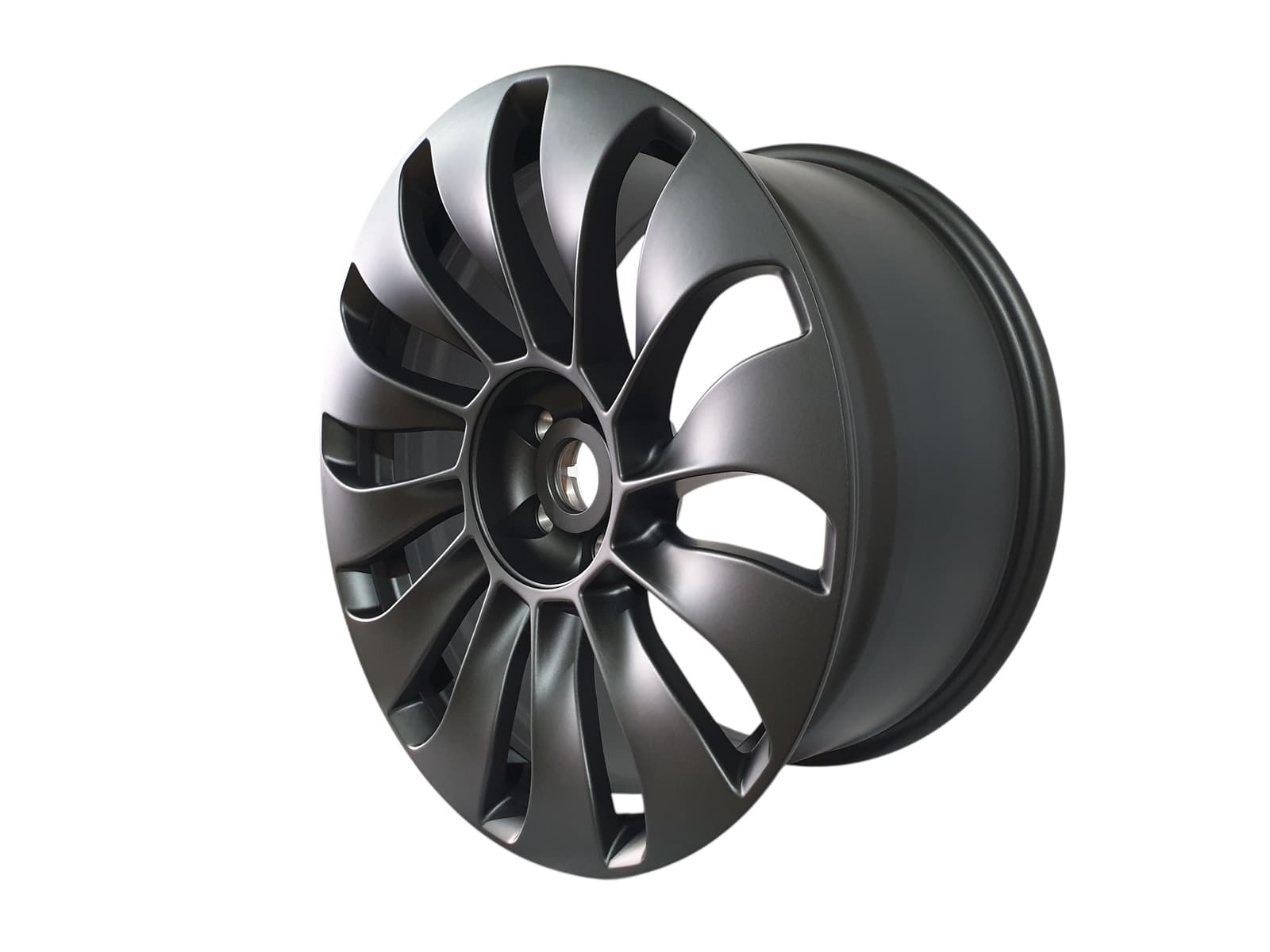 R19 Dark Matte Grey (одноширокі 8.5J ET35) на Tesla Model 3 2017-2022 року 2