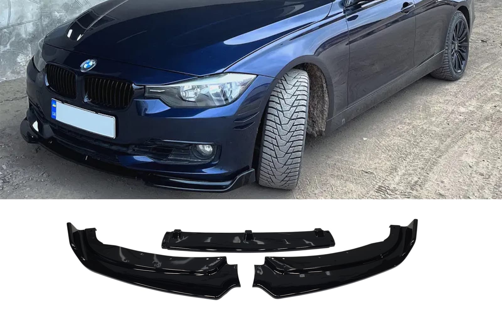 Губа (переднього бампера) Чорний глянець (Normal) на BMW 3 Series F30 / F31 2011-2018 року