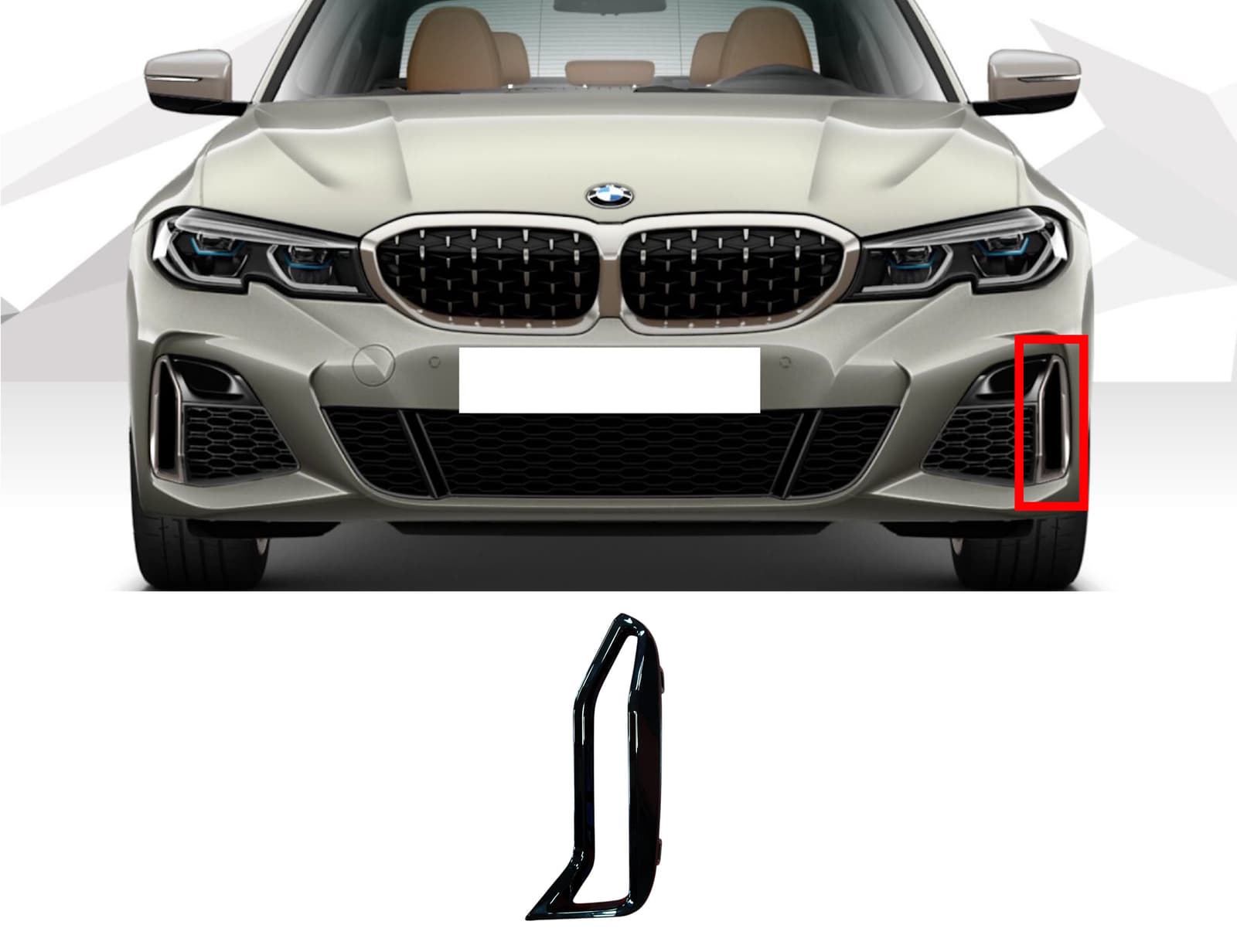 Решітки в бампер Чорний глянець Декоративна рамка LH на BMW 3 Series G20 / G21 2018-2022 року