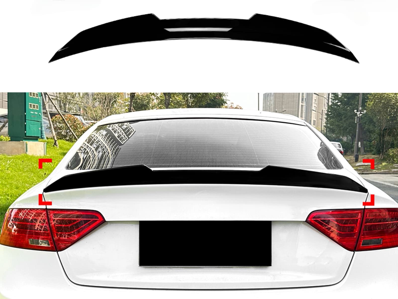 Спойлер лип стиль PSM для Audi A5 8T 4D 2007-2016 ABS пластик, колір чорний глянець