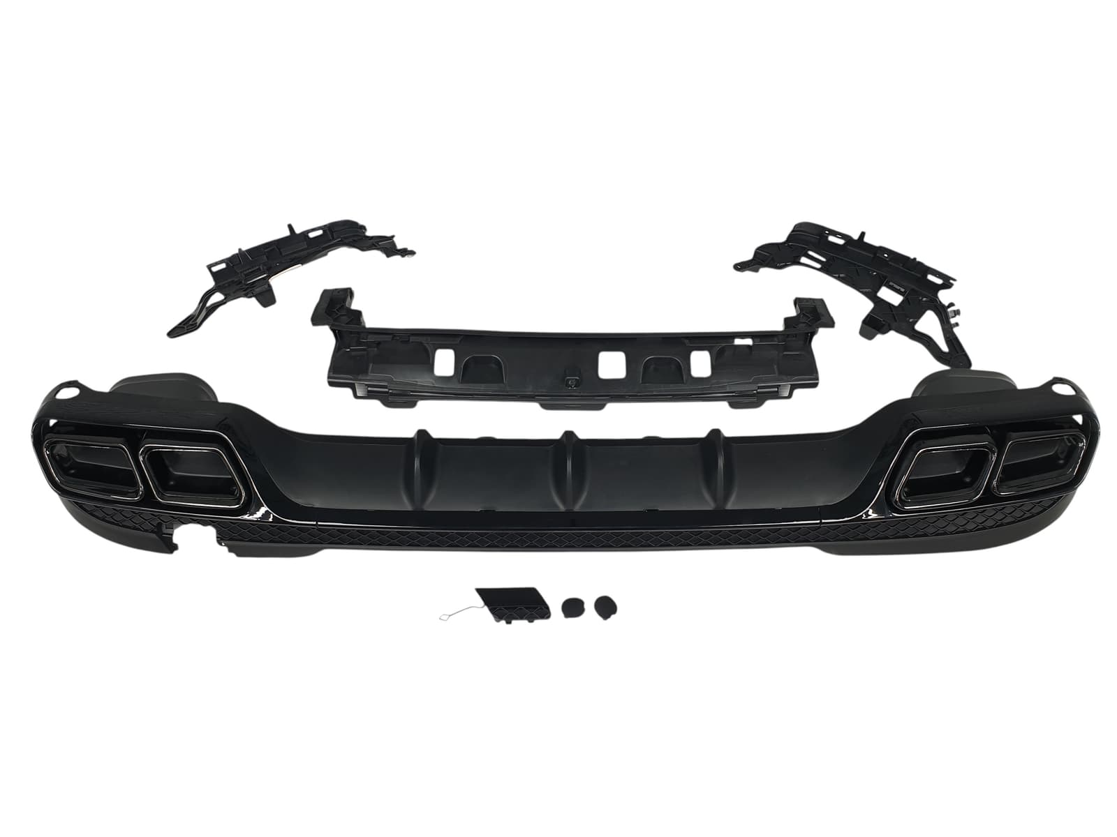 Дифузор (заднього бампера) Full Black / Black Pipe (стиль AMG E63) на Mercedes-Benz E-Class W212 2013-2016 року