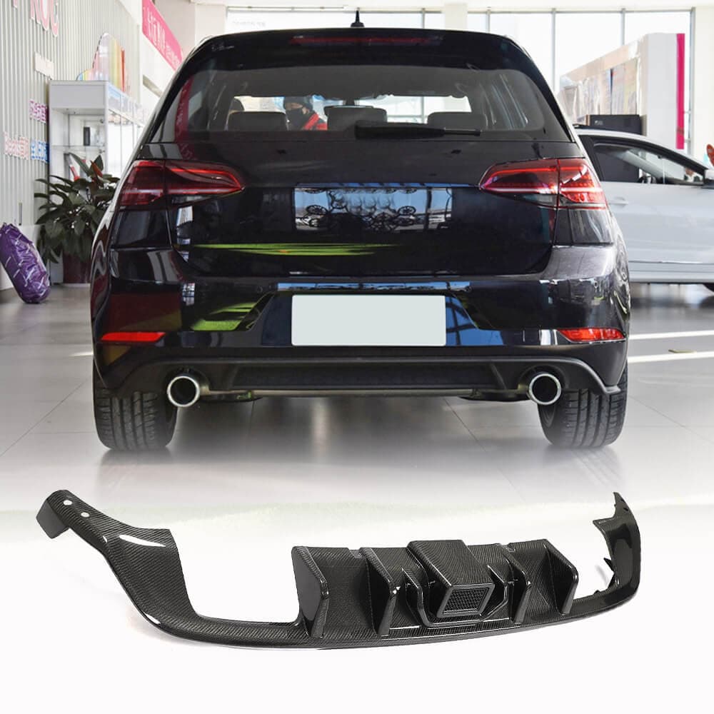 Дифузор заднього бампера (для Base/R/GTI HB 2017-2020, Карбон)
