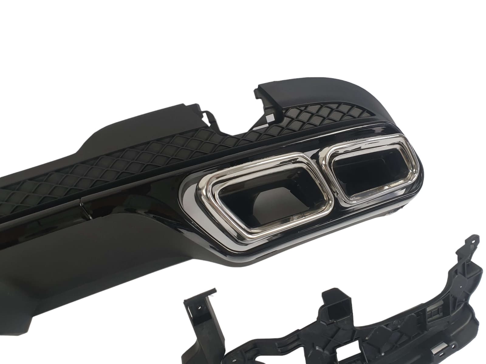 Дифузор (заднього бампера) Full Black / Chrome Pipe (стиль AMG E63) на Mercedes-Benz E-Class W212 2013-2016 року 3