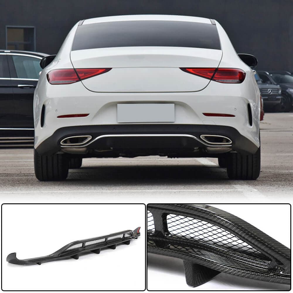 Дифузор заднього бампера V2 (для AMG-Line 2018-2020, Карбон)