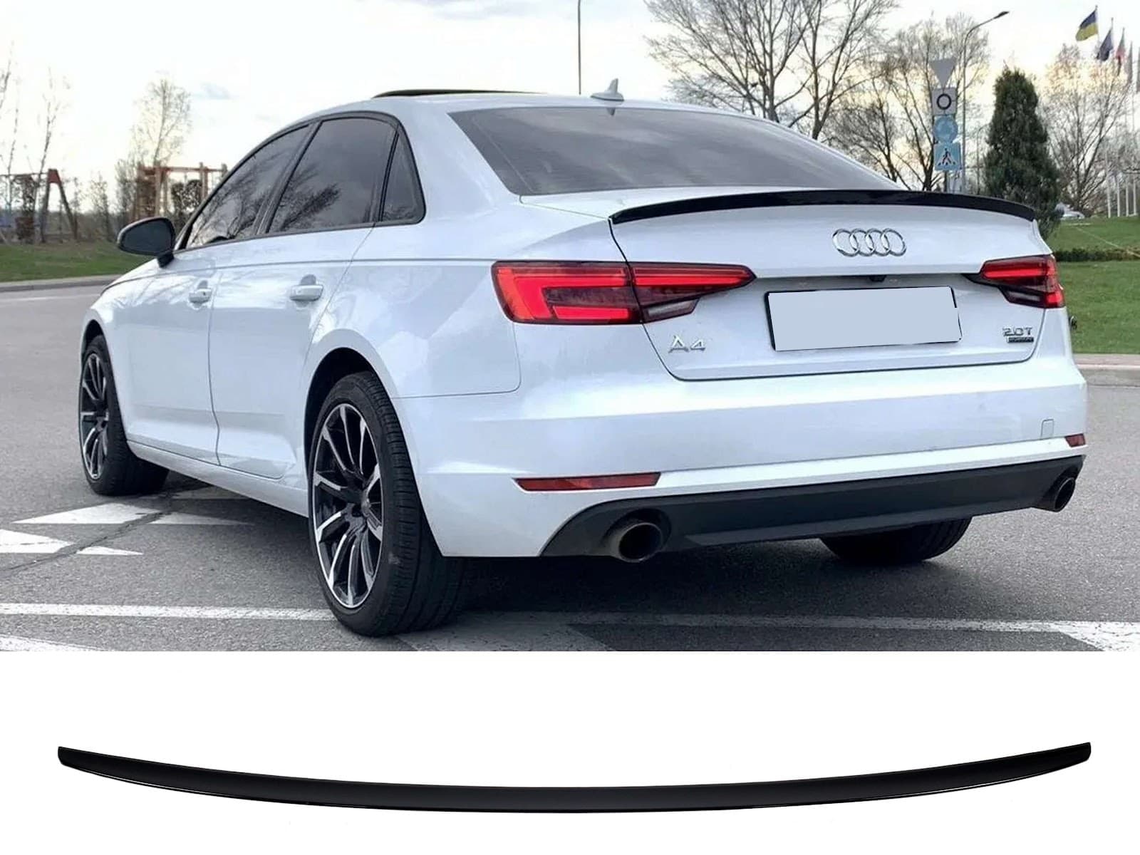 Спойлер Чорний глянець V2 на Audi A4 B9 2015-2019 року