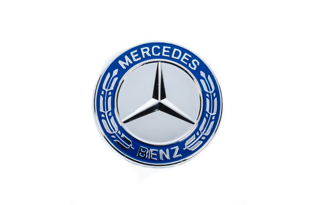 Заглушка замість емблеми на капот Mercedes (синя і хром, 57мм) 2