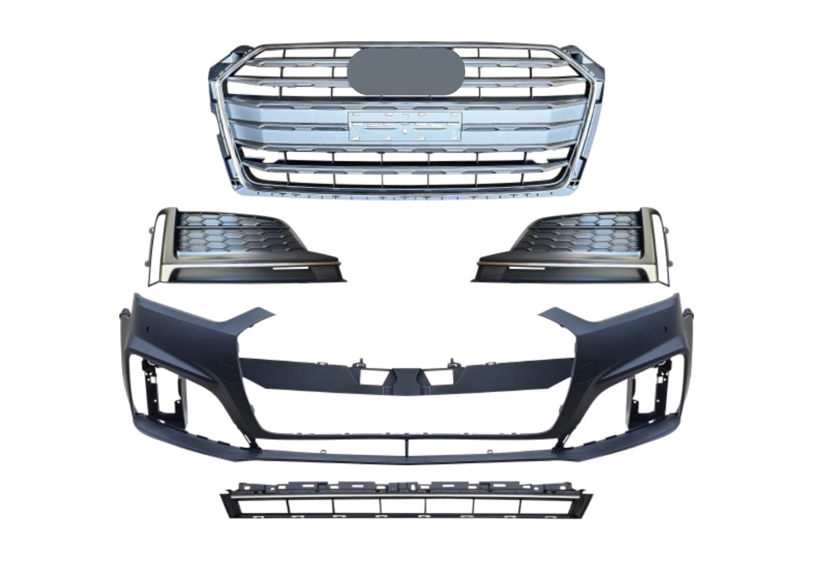 Бампер передній у зборі S-Line CHROME для Audi A5 B9 2016-2019