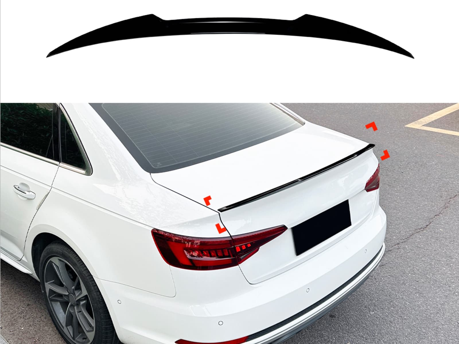 Спойлер ліп стиль M4 для Audi A4 B9 2015-2023 ABS пластик, колір чорний глянець