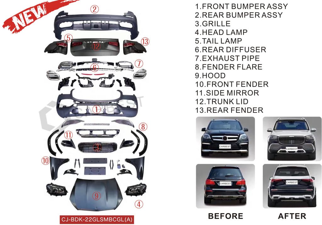 Комплект рестайлінгу з X166 в GLS X167 Maybach (Type-A)