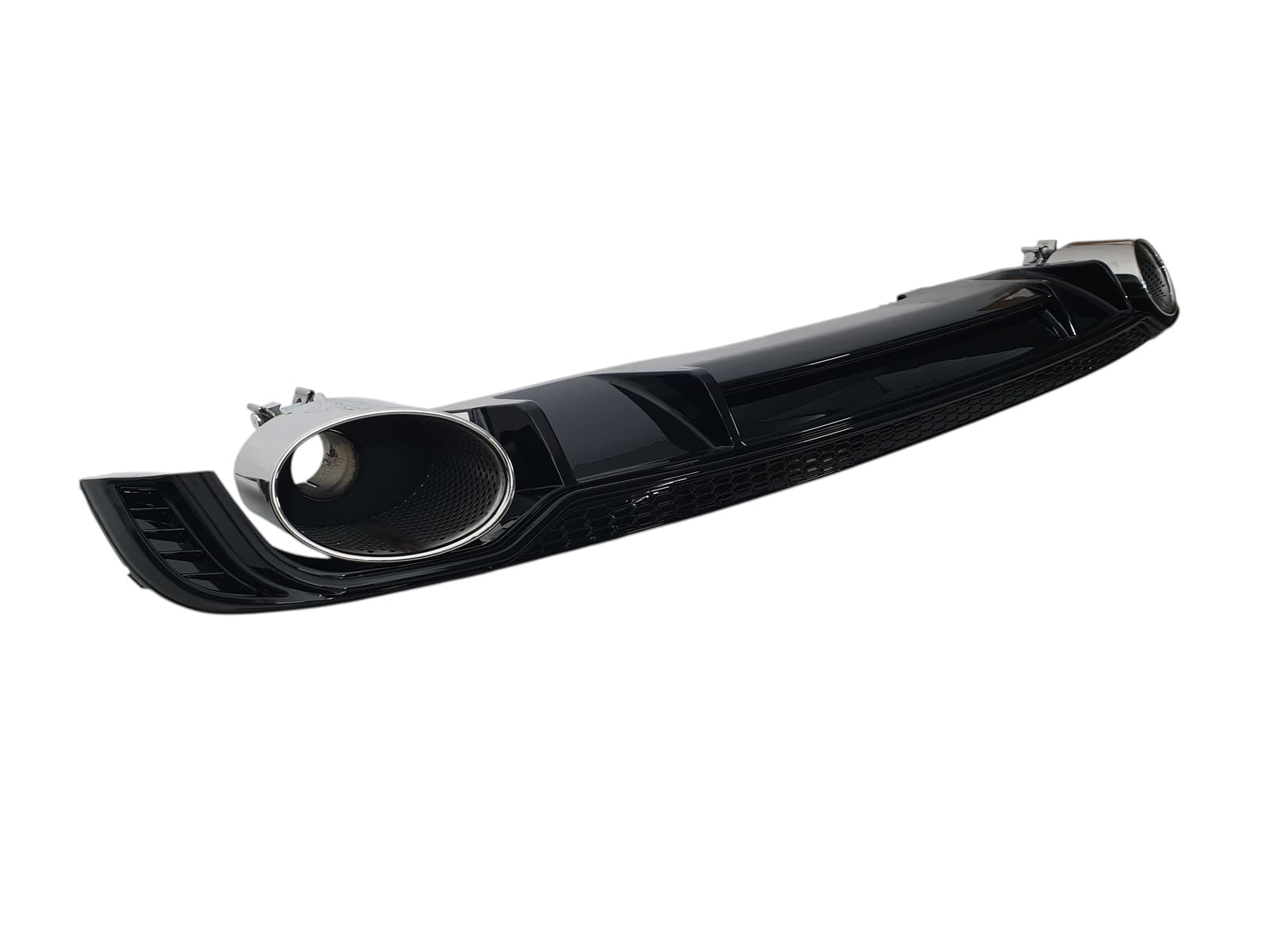 Дифузор (заднього бампера) Full Black / Chrome Pipe (в стилі RS4) V3 S-Line на Audi A4 B9 2015-2019 року 3