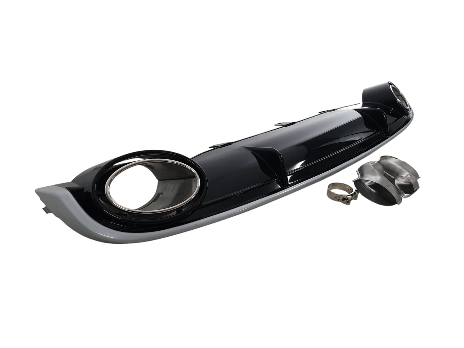 Дифузор (заднього бампера) Black Silver / Chrome Pipe (в стилі RS7) на Audi A7 4G 2010-2014 року 2