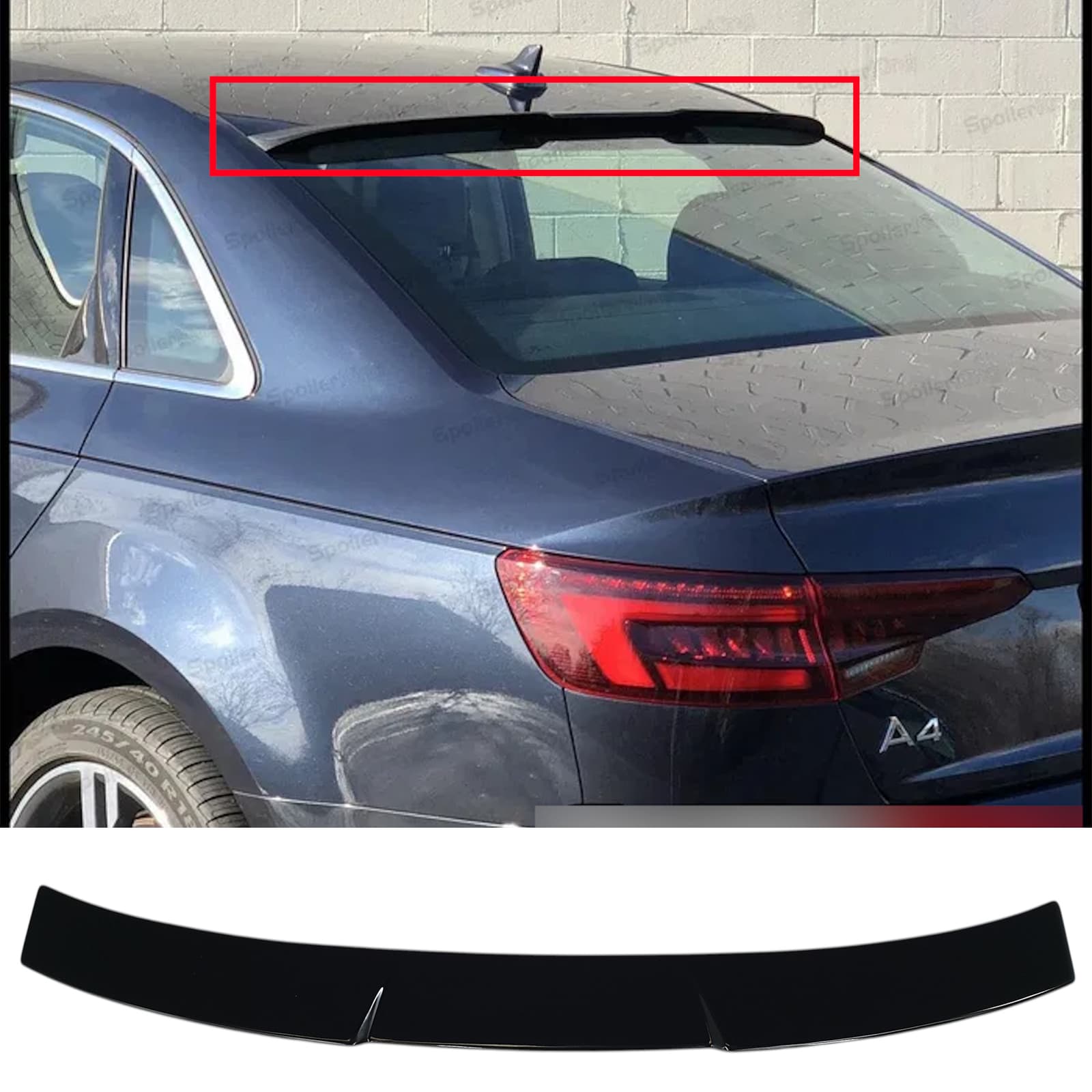 Спойлер Чорний глянець (Бленда на вікно) на Audi A4 B9 2015-2019 року