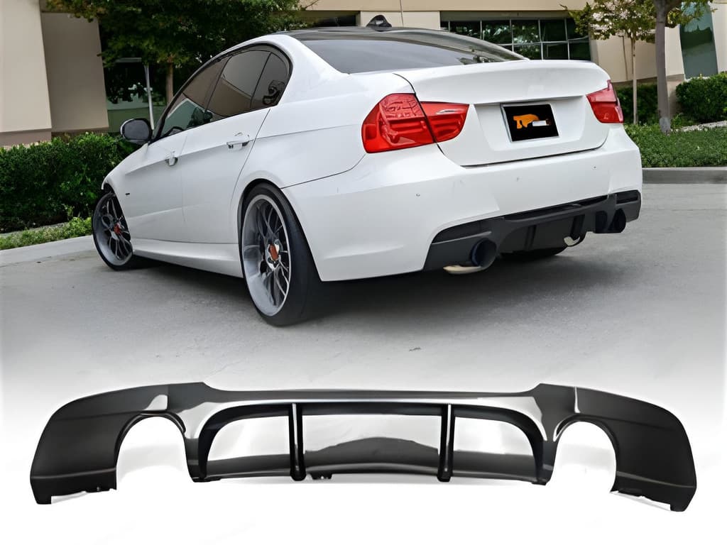 Задній дифузор V-4 (для E90 M-Sport, чорний глянець)