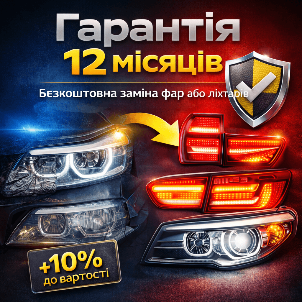 Додаткова гарантія на передні фари та задні ліхтарі