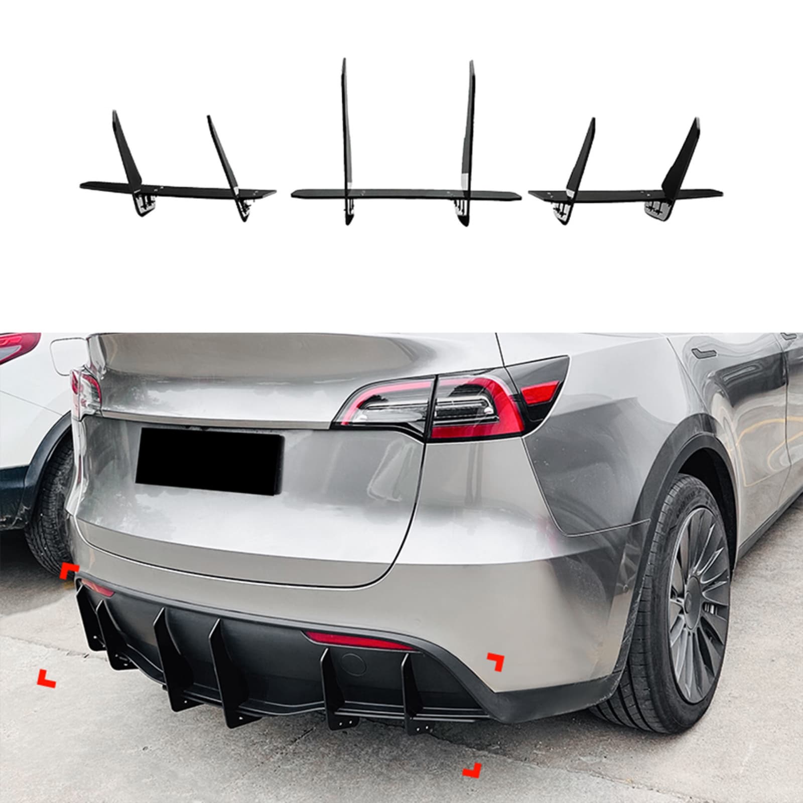 Накладка заднього бампера для Tesla Model Y 2020-2024 ABS пластик, колір чорний глянець