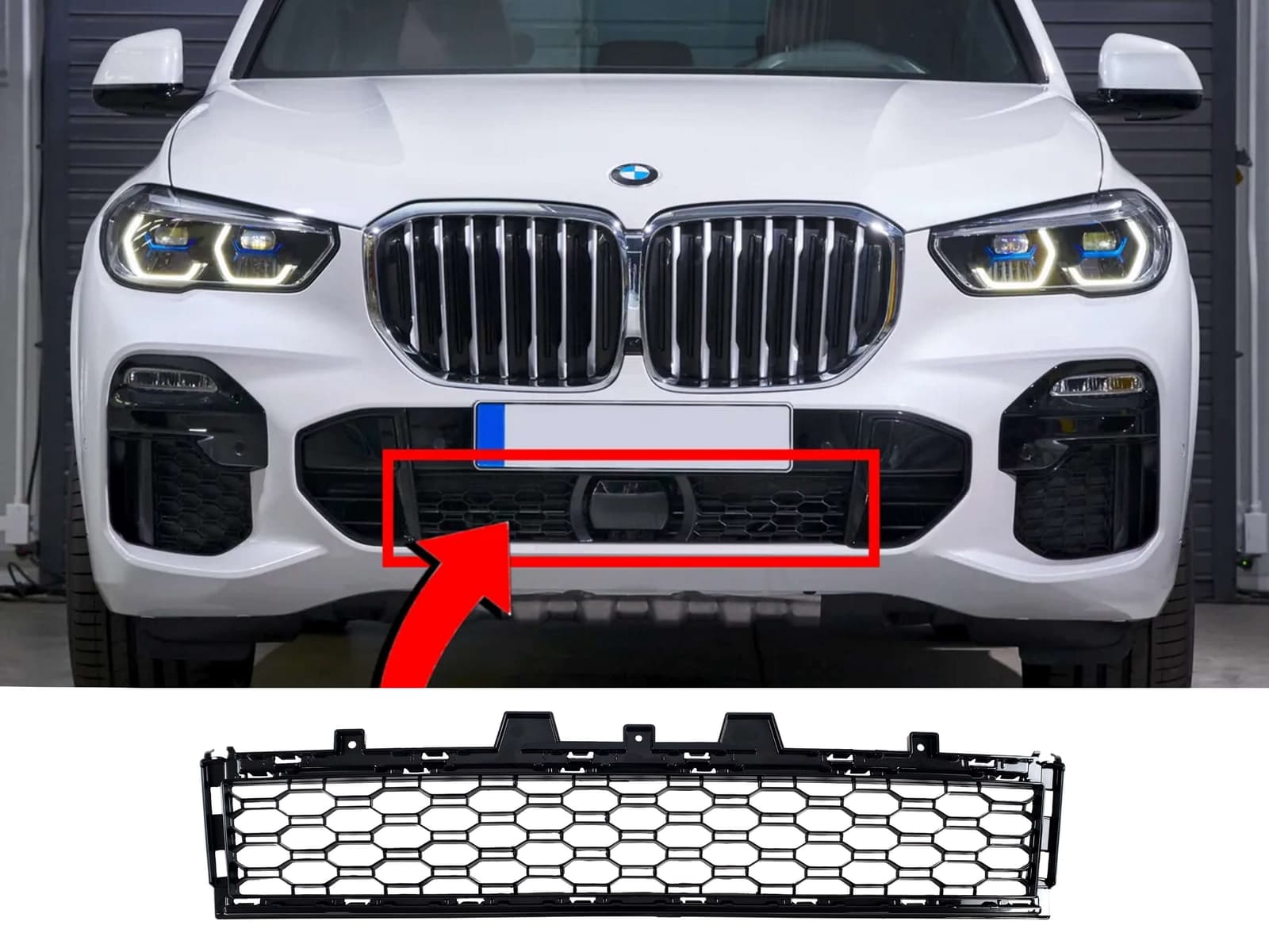 Решітки в бампер середня на BMW X5 G05 2018-2022 року