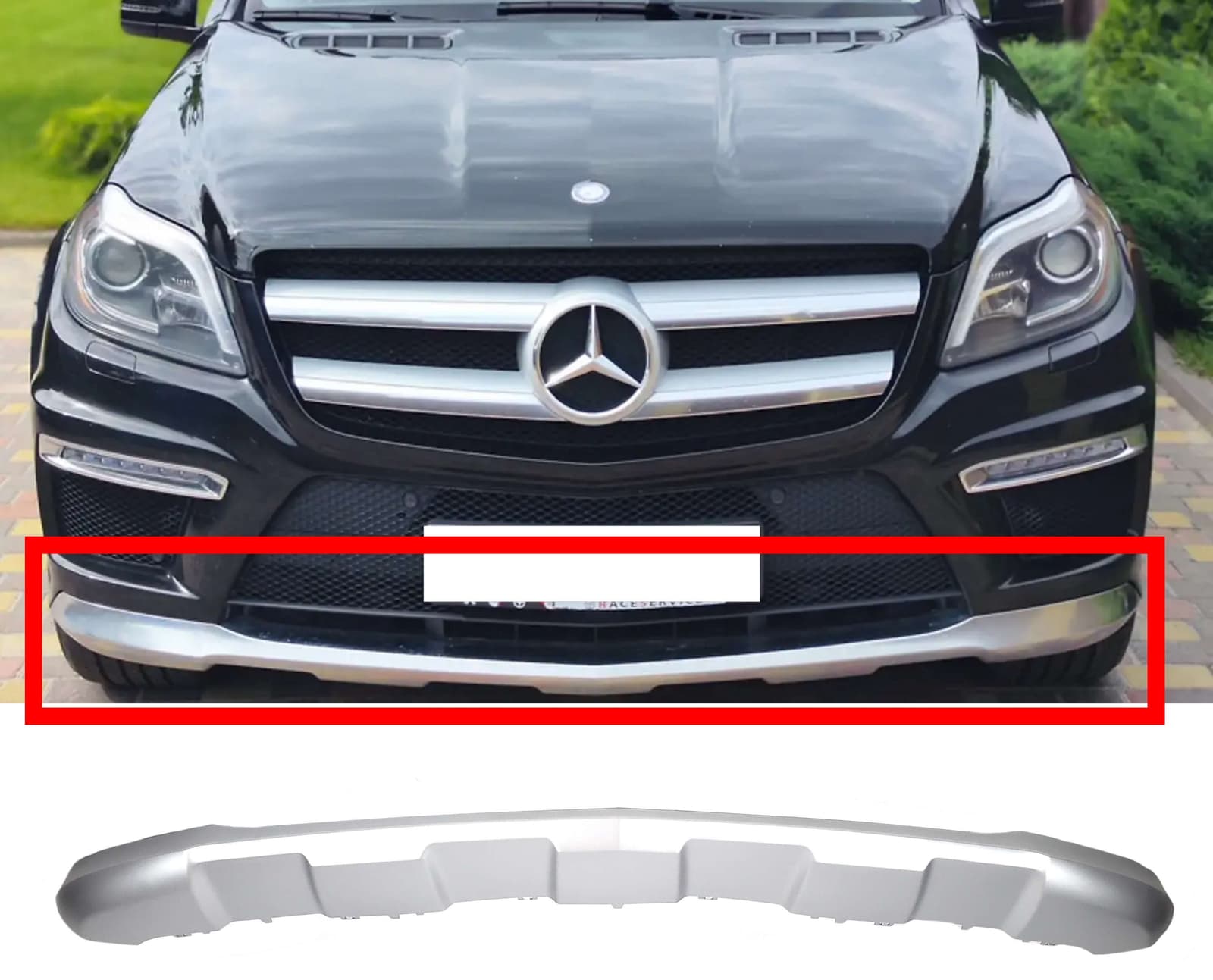 Накладки на бампер передній (Silver) на Mercedes-Benz GL-Class X166 2012-2015 року