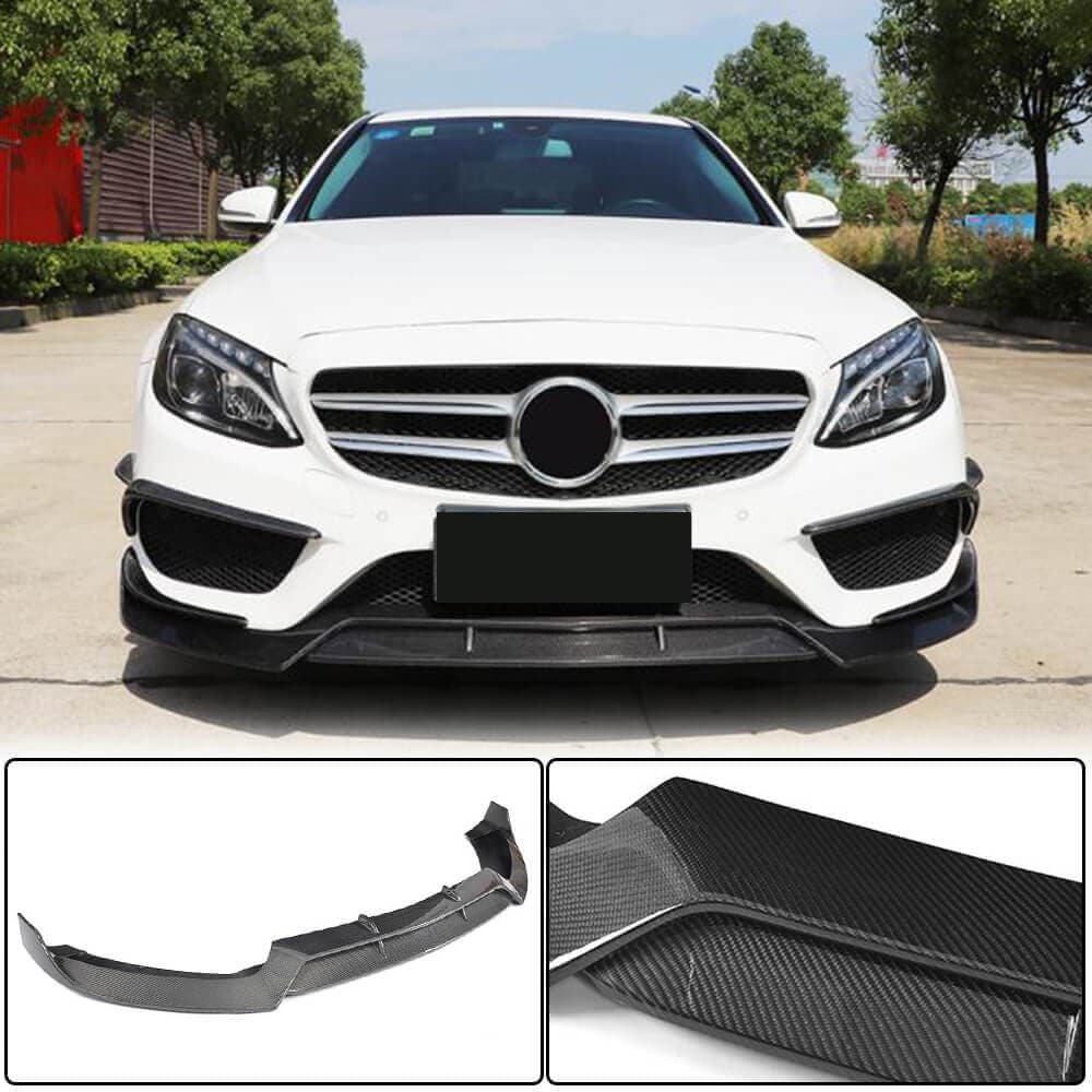 Накладка на передній бампер Lip V2 (для C43 AMG 2015-2019, Карбон)